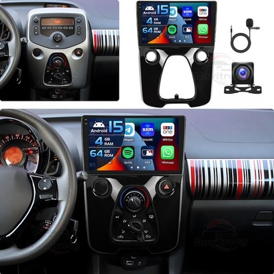 4+64GB Android 15 Autoradio Carplay GPS Navi Für Toyota Aygo II 2014-2021 +Kam