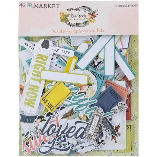 49 and Market Birdsong Ephemera Bits 120pcs