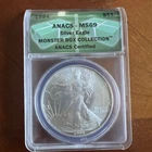 1994 $1 AMERICAN SILVER EAGLE ANACS MS69 MONSTER BOX COLLECTION GREEN LABEL