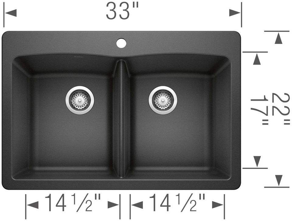 Blanco 440221 Diamond 33" Drop-In o Undermount Doble Lavabo - Trufa Foto 4 de 4