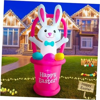 7 FT Easter Inflatables Outdoor Decorations, Built-in LED Easter Blow UP Yard 