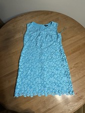Lauren By Ralph Lauren Spring Agave Teal Crochet Lace Dress 14 W