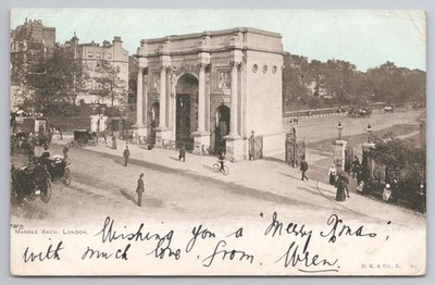 London Marmorbogen Postkarte: s/w Weihnachtsbotschaft, vor 1907 unbespielt