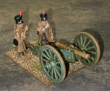 28mm Napoleonic French Gun and Crew In Winter Dress. Well Painted
