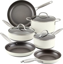 Anolon Achieve Hard Anodized Nonstick Cookware Pots and Pans Set, 9 Piece - Crea