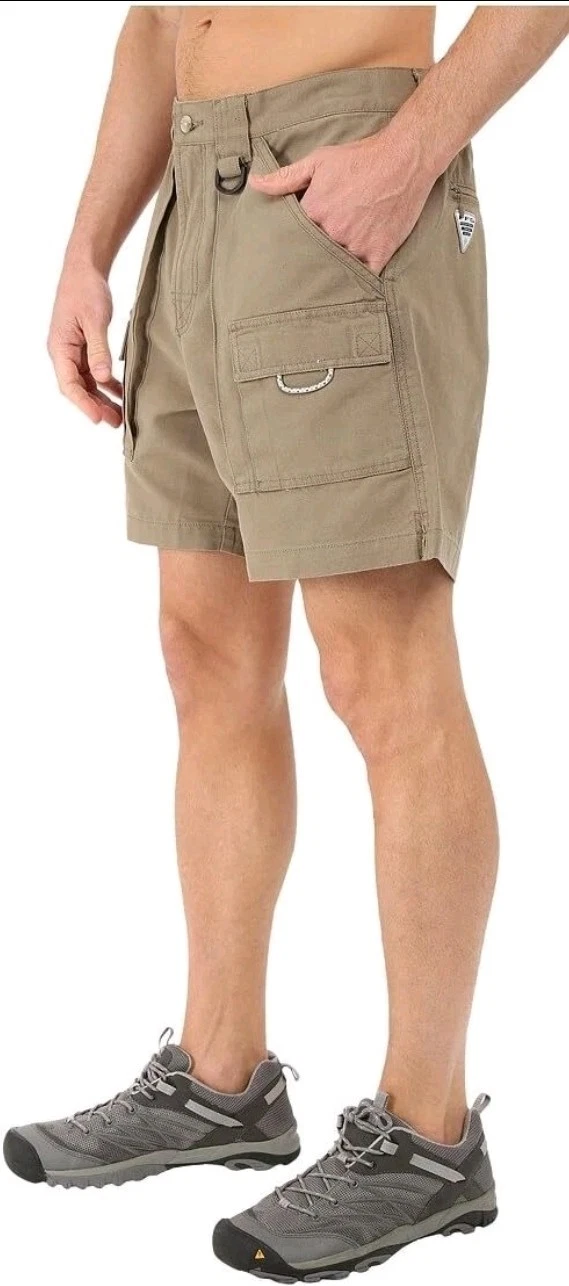Columbia Performace Fishing Gear Men Large Brown Khaki Cargo Utility Shorts NWT