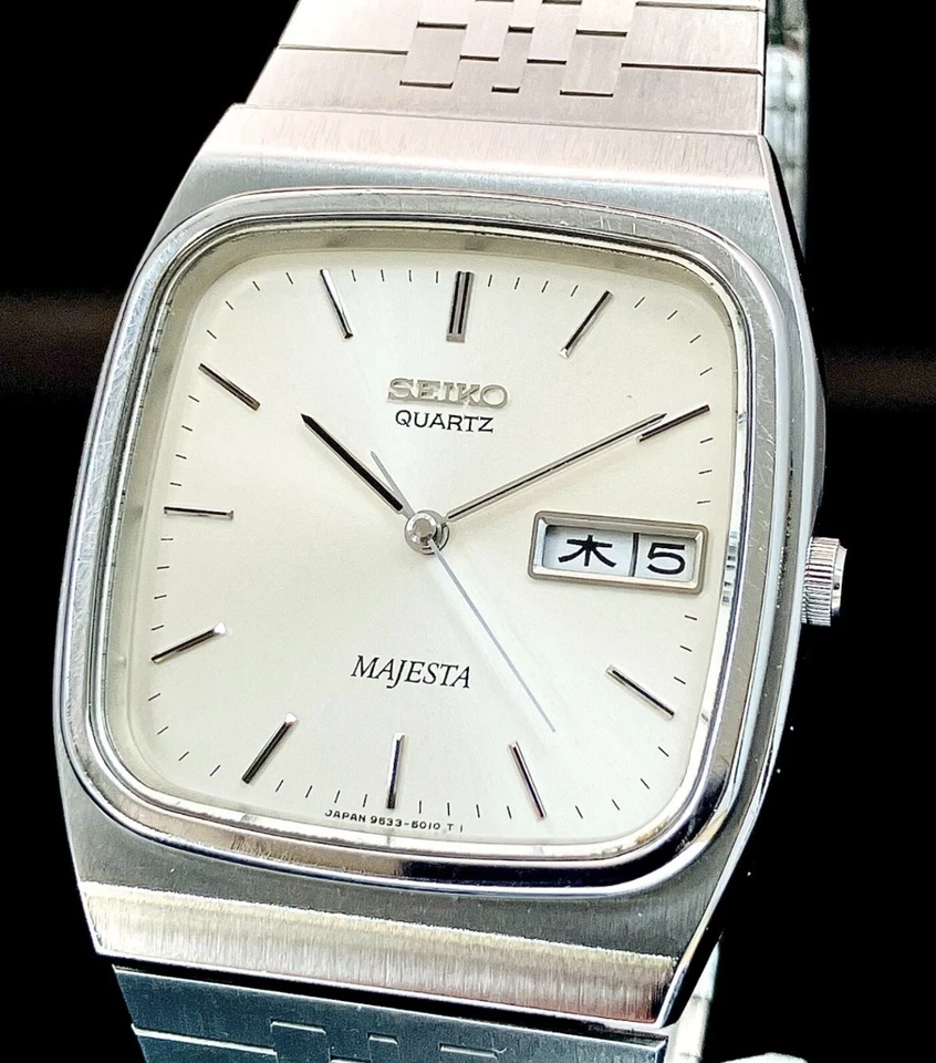 RELOJ SEIKO MAJESTA 9533-5010 CUARZO ANTIMAGNÉTICO PLATA DÍA FECHA KANJI CON ESTUCHE Foto 3 de 4