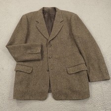 Banana Republic Blazer 44R Tweed Sport Coat Vintage Italy Wool Nylon Brown Mens