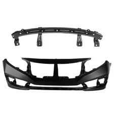 New Front Bumper Cover Fascia Kit For 2019-2021 Honda Civic Coupe Sedan Set of 2