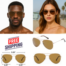 Classic Gold Brown Aviator Sunglasses for Women's Men's Professionals UV400