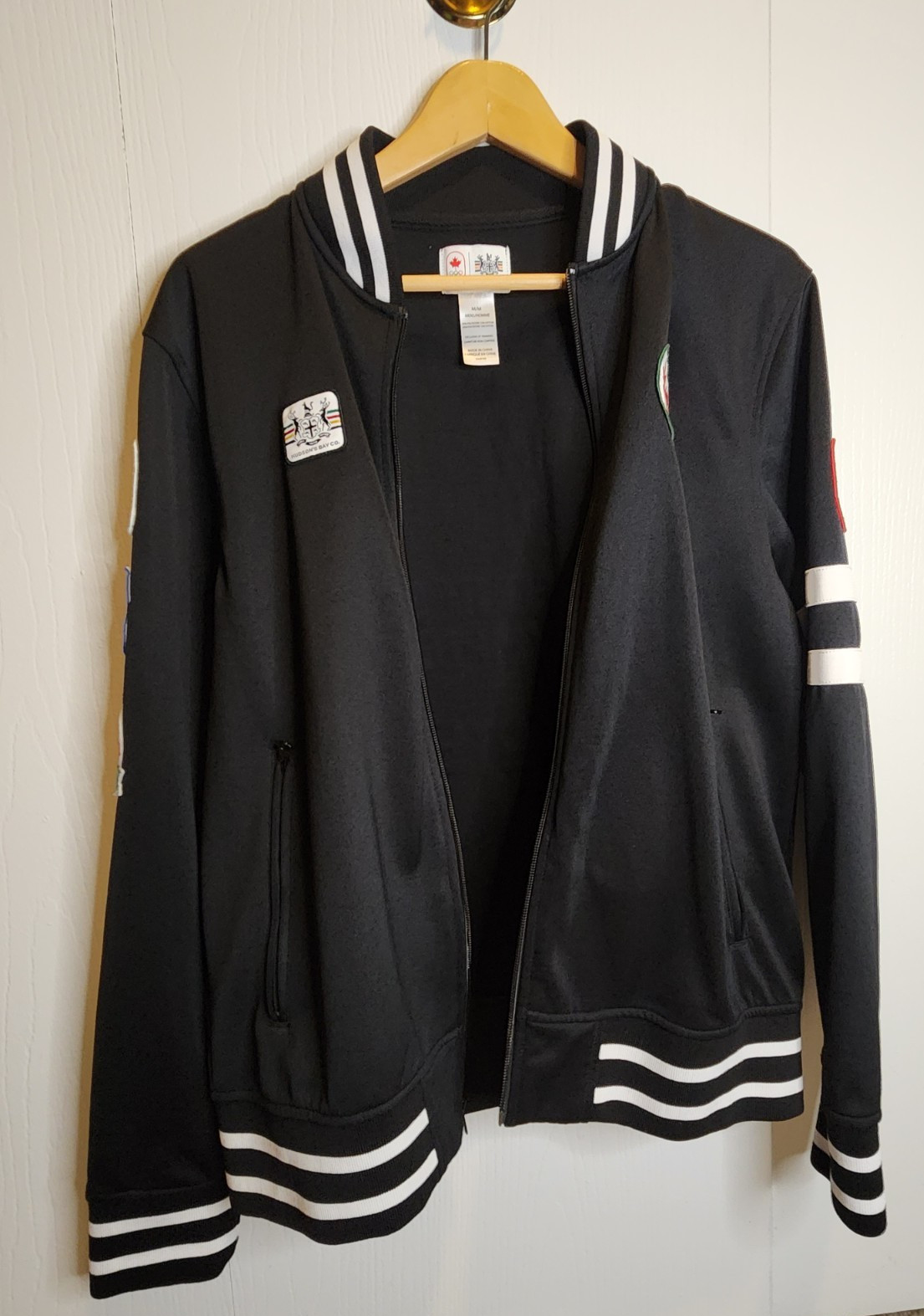 Hudson's Bay Canada Olympic Team Track Jacket Mens Size Medium Canadian Patches