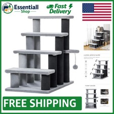 Lightweight Indoor Cat Stairs with 4-Step Design  Fun Toy Ball - Easy to Move