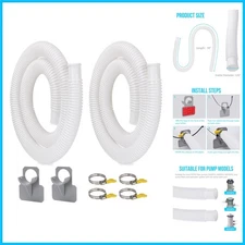 2-Pack Flexible 59-Inch Pool Filter Hoses with Clamps - Compatible & Durable