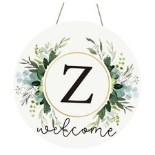 Monogram Wreaths for Front Door Wreath Wooden Welcome Sign for Front Letter Z