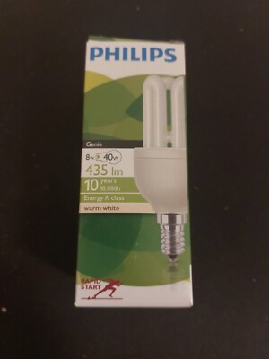 PHILIPS Genie Energiesparlampe  8W=40 W  827 E14 Kompaktlampe Warmweiß 