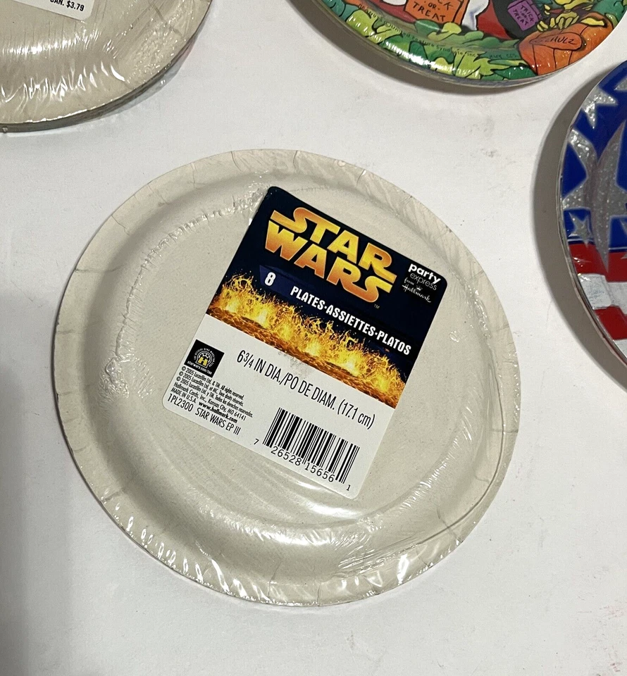 SNOOPY Guerra de las Estrellas 4 de Julio Lote Mixto {5} Platos de Postre de Papel Fiesta de Cumpleaños NUEVO Foto 4 de 4