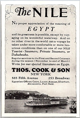 PRINT AD 1924 Thos Cook & Son Nile Tourist Steamers Dahabeahs Egypt SMALL 3 x 4 - 第 1/3 張圖片