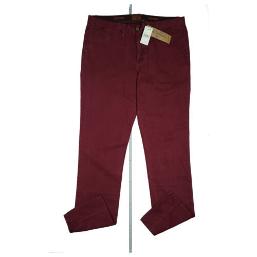 Jachs Bowie Men's Chino Stretch Jeans Pants Low Rise Straight W36 L34 Berry New - Picture 1 of 7