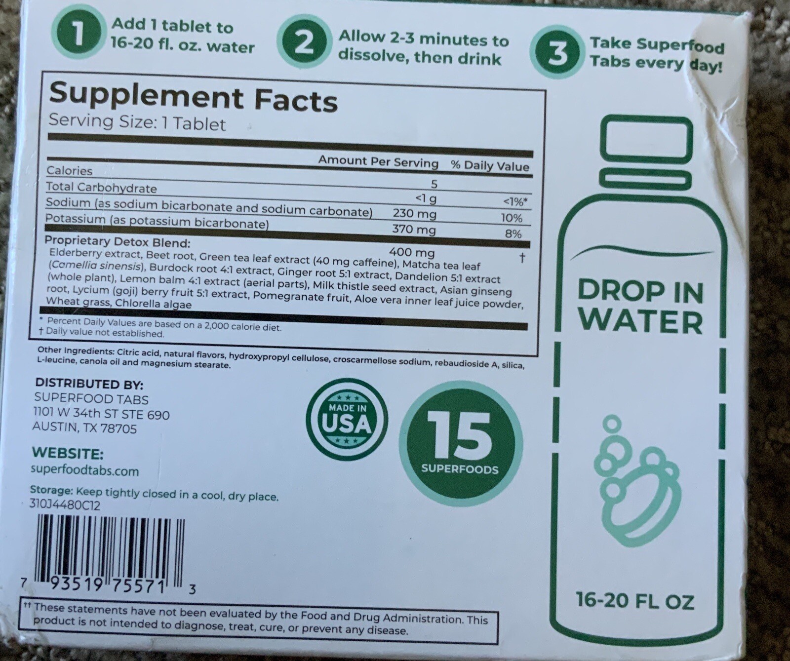 SKINNY TABS DETOX  Superfoods 30 Tabs Berry 3/2024