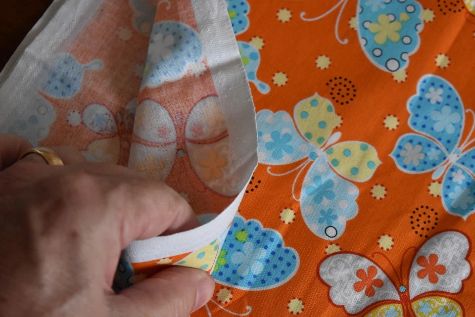 34" Long, Blue & Yellow Butterflies on Orange Cotton, Exclusively Quilters,N2562 - Image 4 of 4