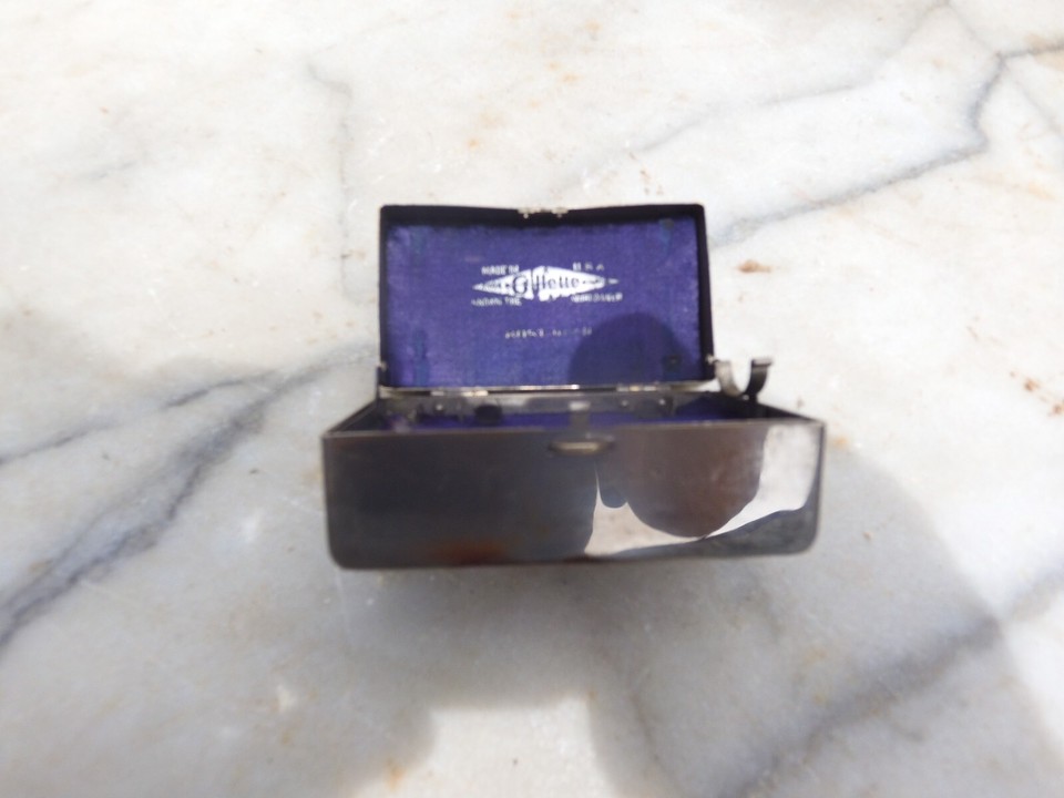 Vintage Gillette Safety Razor Case ONLY, Bostonian Chrome/Dark Violet ...