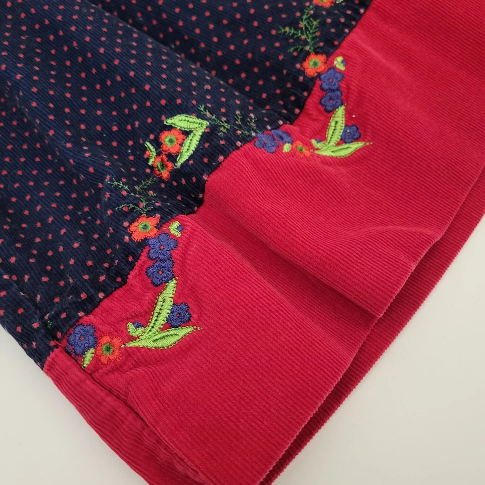 Vestido Samantha Says Niñas 5 Pana Jersey Azul Marino Rojo Lunares Bordado  Foto 3 de 4