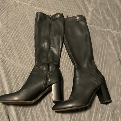 FRANCO SARTO Ellen Leather Over The Knee Riding Boots Size Black