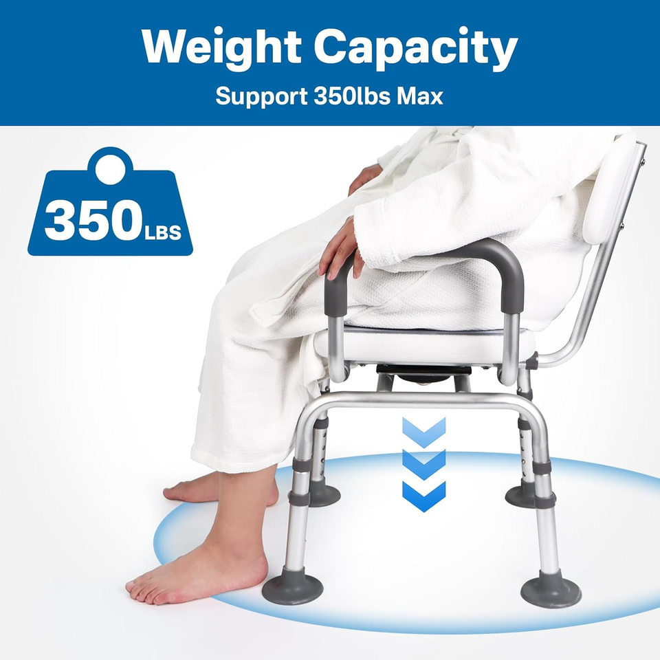 360° Swivel Shower Chair for Elderly and Disabled, Bathtub Shower Chair