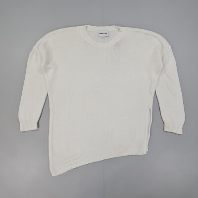 Bimba Y Lola Damen Pullover weiß kleiner asymmetrischer Saum Strickpullover