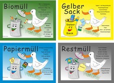 Schild Mülltrennung 4er Set auf 3mm Aluverbu...