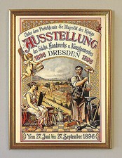 Sachsen Dresden Handwerk Plakat um 1896 30x42 cm Faksimile 28 im Goldrahmen