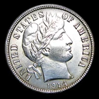 1914 Barber Dime Silver ---- Unc Detail Coin  ---- #510R