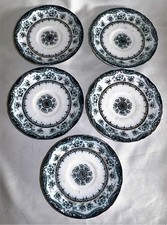 John Maddock & Sons England Waverley 5 Teal Blue Saucers 6"