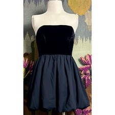 Anthropologie Reformation Black Strapless Velvet Bubble Skirt Mini Dress 4