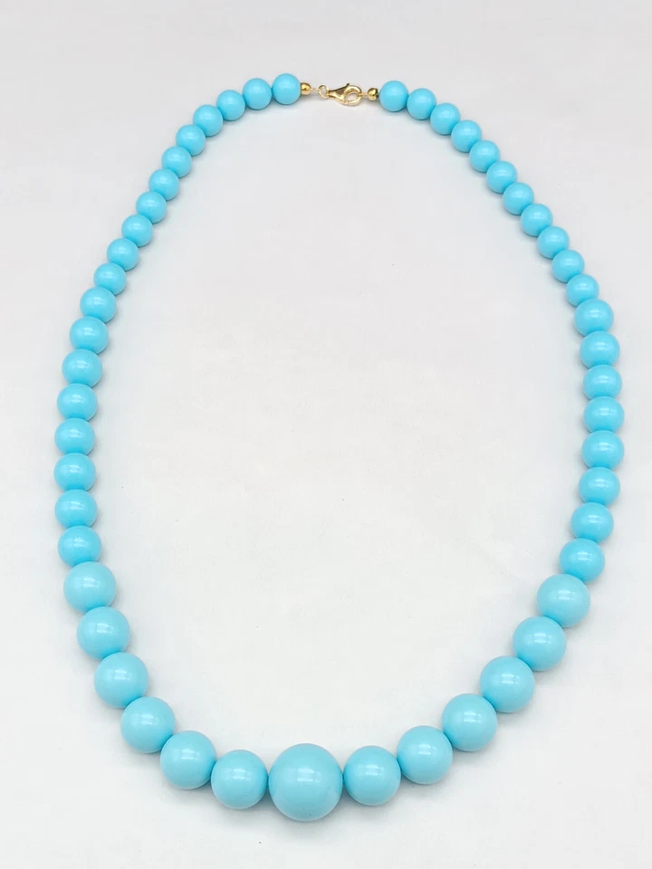 collana donna turchese gradazione argento 925 sfere degradè tondo lunga - Immagine 4 di 4