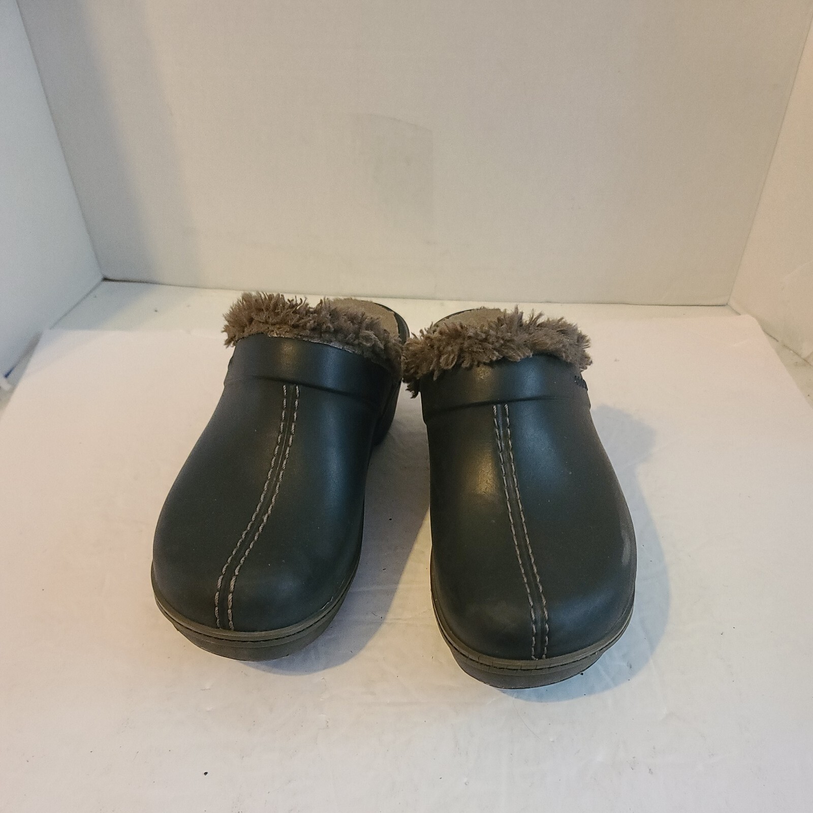 Crocs Clogs  Cobbler Eva Women's Faux Fur Lined Brown Mule Clogs Shoes Sz 7
