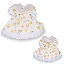 Vintage Girls Warm Orange Floral Print round Collared Pageant Party Dress 4T / 4