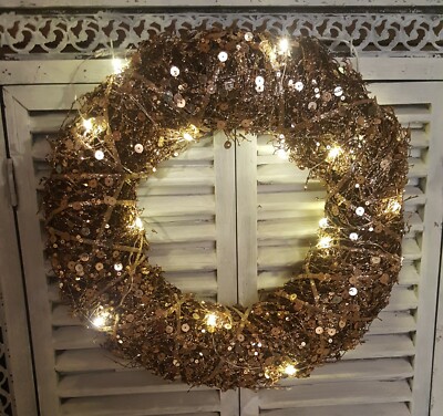 LED Türkranz Tischkranz beleuchteter Kranz Paillettenkranz Weihnachtskranz Ø30cm