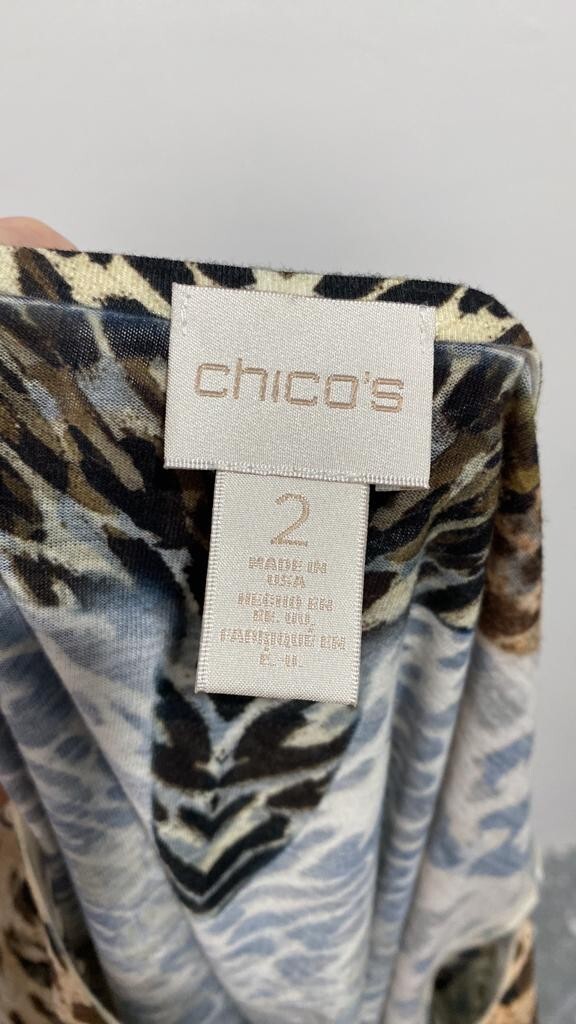 Chico’s Reverse Patchwork Flutter Split-Neck Top … - image 6