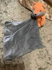 Carters Fox Lovey Security Blanket Gray Orange Baby Nursery Plush Doll Rattle