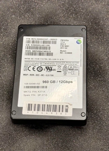 MZILT960HAHQ SAMSUNG PM1635A 960GB 12G SAS 2.5" SFF SSD SOLID STATE MZ-ILT960A