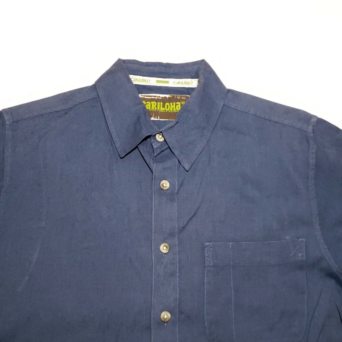 Chemise Homme Cariloha Taille M – Bleu, Coton Et Bambou, Manches Courtes, Boutonnée, Neuve Avec étiquettes