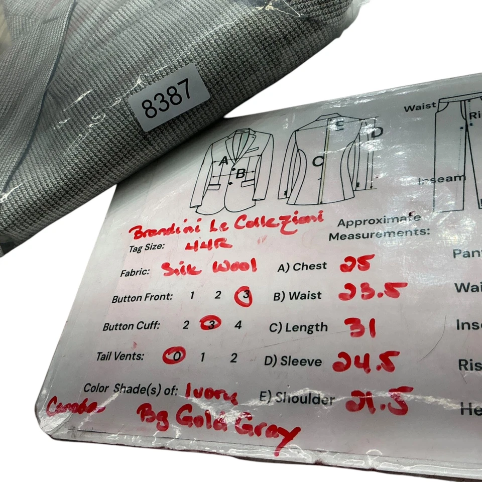 48R Brandini Le Collezioni Hombre Traje Chaqueta Abrigo Deportivo Blazer Marfil Beige Seda Foto 2 de 4