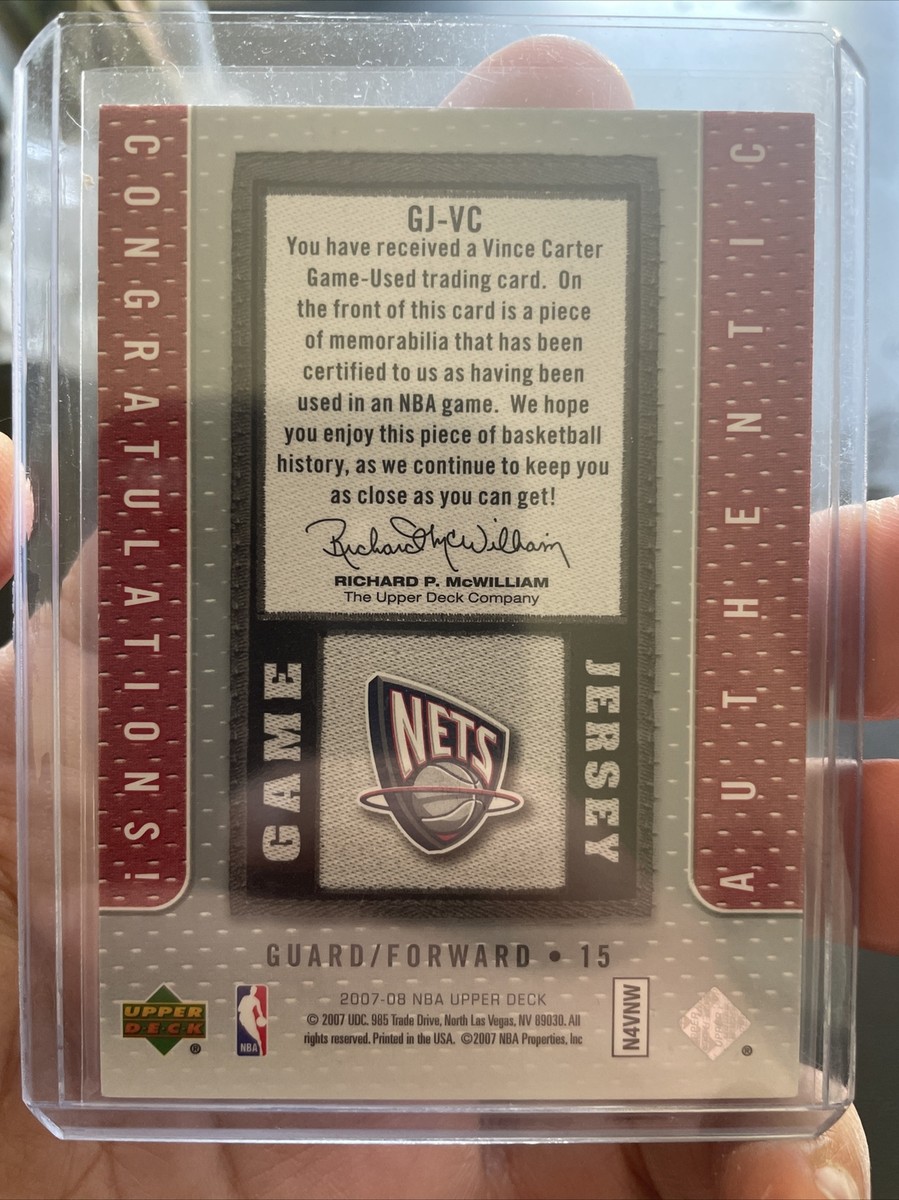 2007-08 Upper Deck #GJ-VC Vince Carter Game-Used Jersey