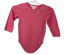 Vintage Janie Jack Pink Long Sleeved Bodysuit Flower 2004 SZ 12-18 Months 12 18