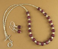 Ruby And Silver Necklace And Earrings Set. Fine And Sterling Silver. Handmade. Ruby And Silver Necklace And Earrings Set. Fine And Sterling Silver. Handmade.