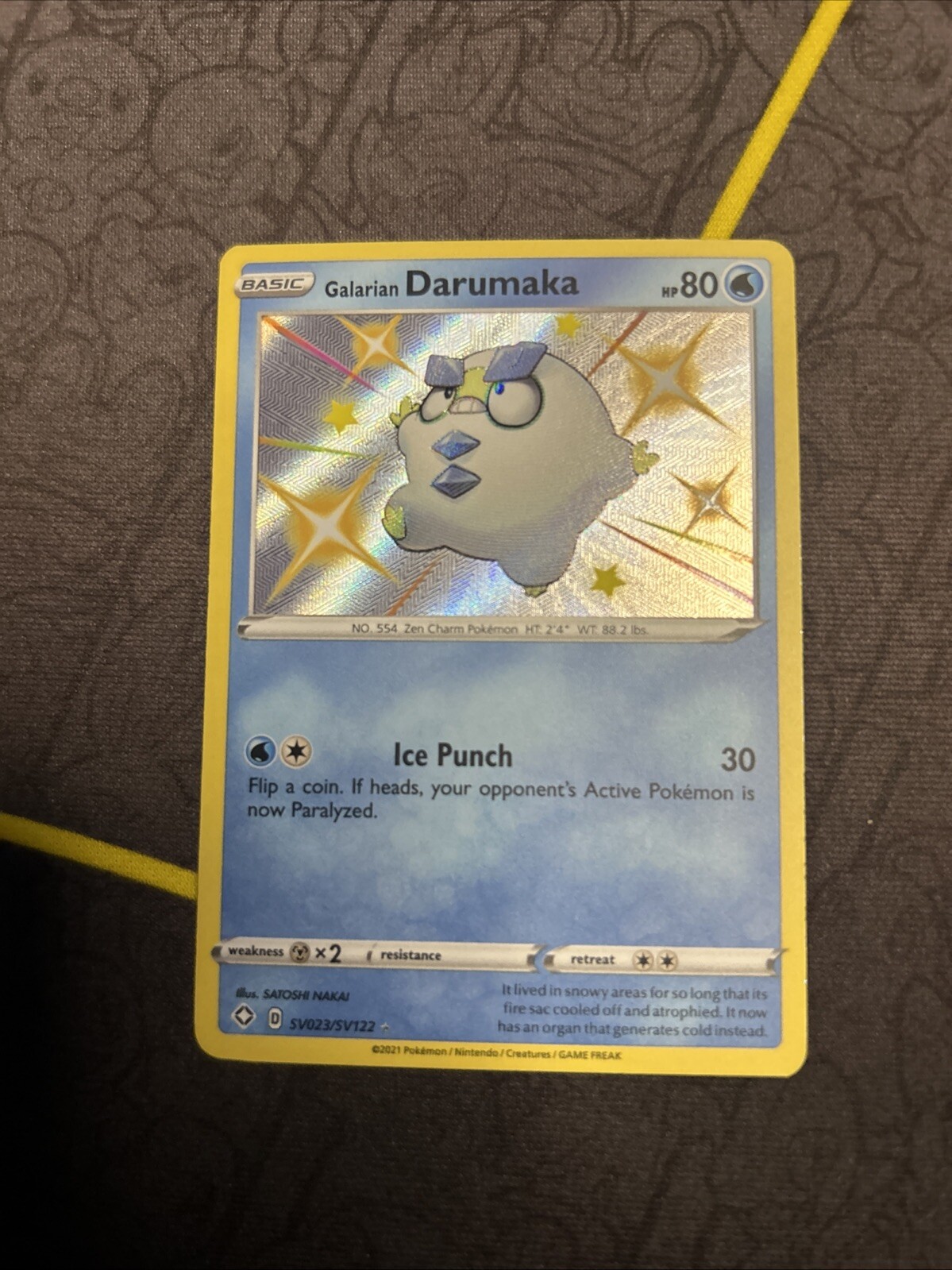 Pokemon Galarian Darumaka SV023 Shining Fates Shiny Ultra Rare Holo NM