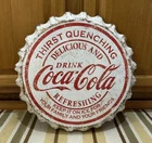 Coca-Cola Sign Soda Bottle Cap Button Drink Bar Pub Vintage Style Wall Decor