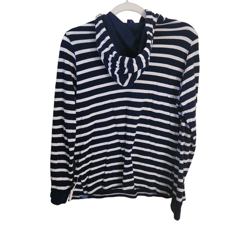 The Black Dog Navy White Striped Cotton Hoodie Size S - Picture 2 of 6
