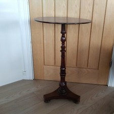 WINE TABLE William IV Mahogany Wine Table.Bun Feet.Turned Column.28"H .17" Diam.